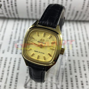 27mm Square Golden Case Golden Nail Tianjin Seagull Mechanical Ladies Watch