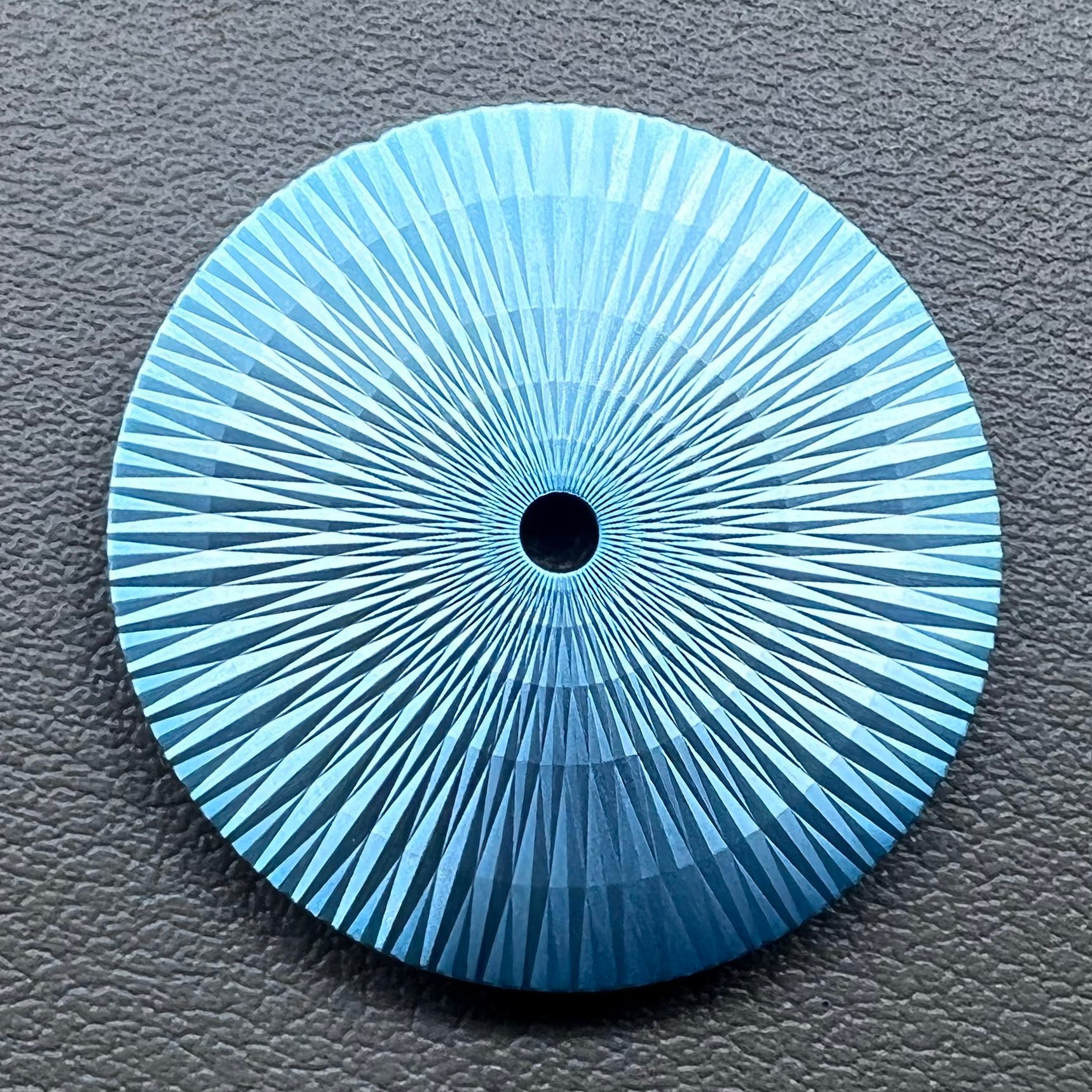 Ice Blue 28.5mm watch dial with radial pattern, no lume, for Miyota 8215 movement.