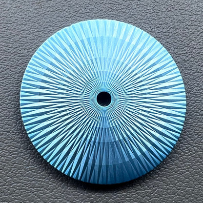 Ice Blue 28.5mm watch dial with radial pattern, no lume, for Miyota 8215 movement.