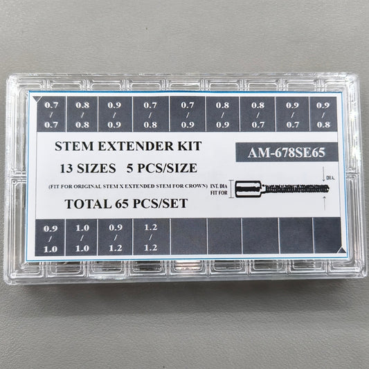 65 PIECES/Box 13 Sizes Watch Winding Stem Extenders for Watch Movement
