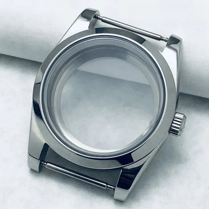36/40mm Watch Case with Stainless Steel Sapphire Crystal for NH34 NH36 S Crown