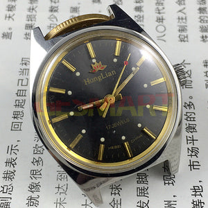 32mm China Made HONGLIAN Manual Mechanical Watch 17 Jews Black Dial Golden Nail