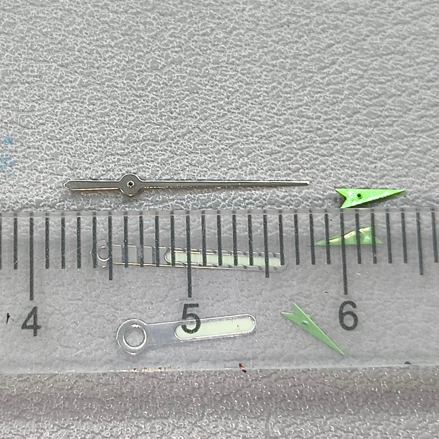 13mm Silver Trim Green Small Second Hands Green Lume Watch Hands for OS10 OS60 OS80 Movement