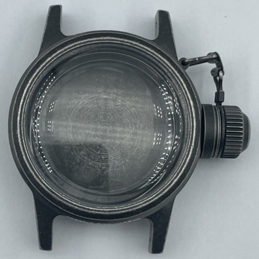 Black Kettle watch crown 28.5mm vintage style, compatible with NH35 NH36 movements, matte finish by Kettle.