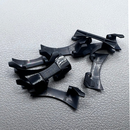 1. Six steel black matte curved end links with spring bars for durable watch band straps.  