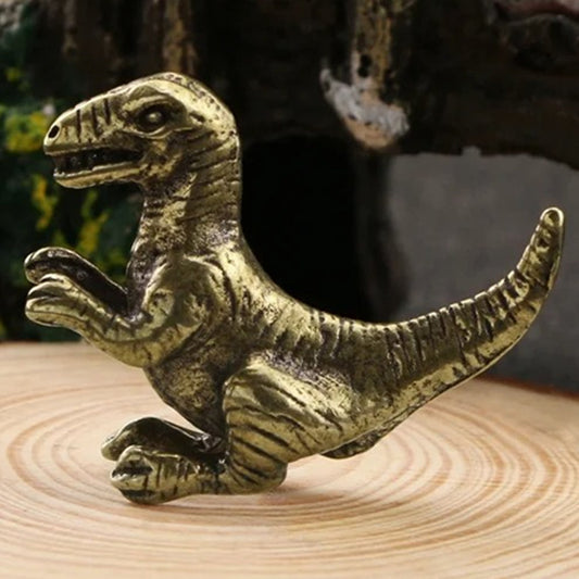Solid copper Tyrannosaurus bronze figurine with vintage hand-carved details, perfect for collectors.