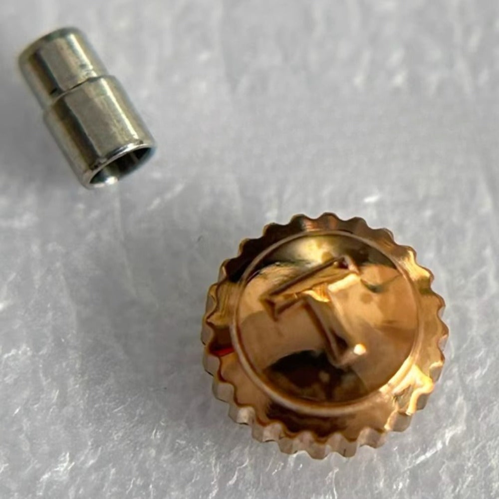 Steel Rose Gold Watch Crown for Tissot T109410, durable replacement part for precise watch repair