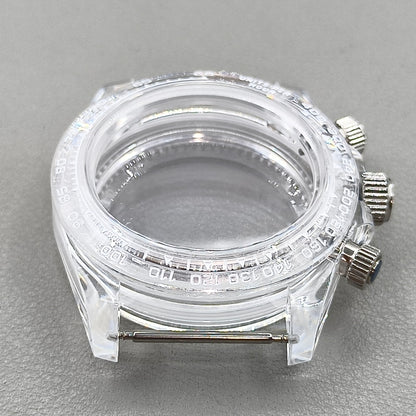 39mm Transparent Acrylic Watch Case Fit 29.5mm Dial for VK63 Movement