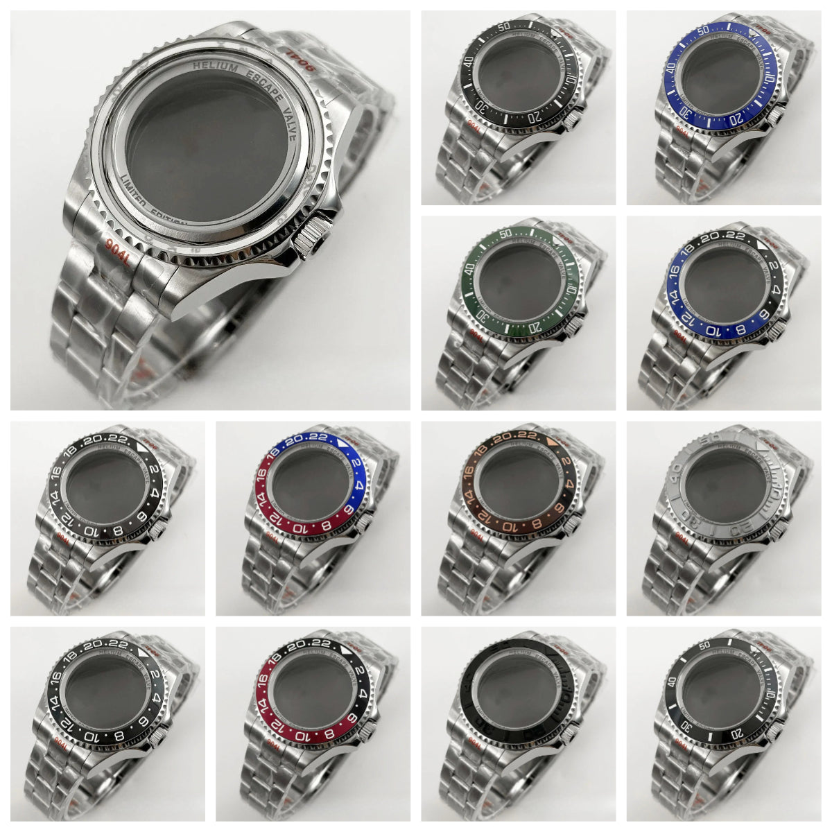 44mm Black Blue GMT Ceramic Bezel Watch Case for Deep SEA for NH34 NH35 NH36