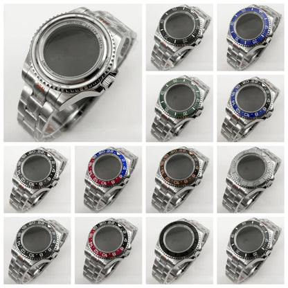 44mm Black Blue GMT Ceramic Bezel Watch Case for Deep SEA for NH34 NH35 NH36
