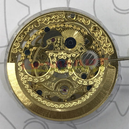 SHANGHAI brand golden hollow carved watch with automatic mechanical movement, elegant design for daily wear