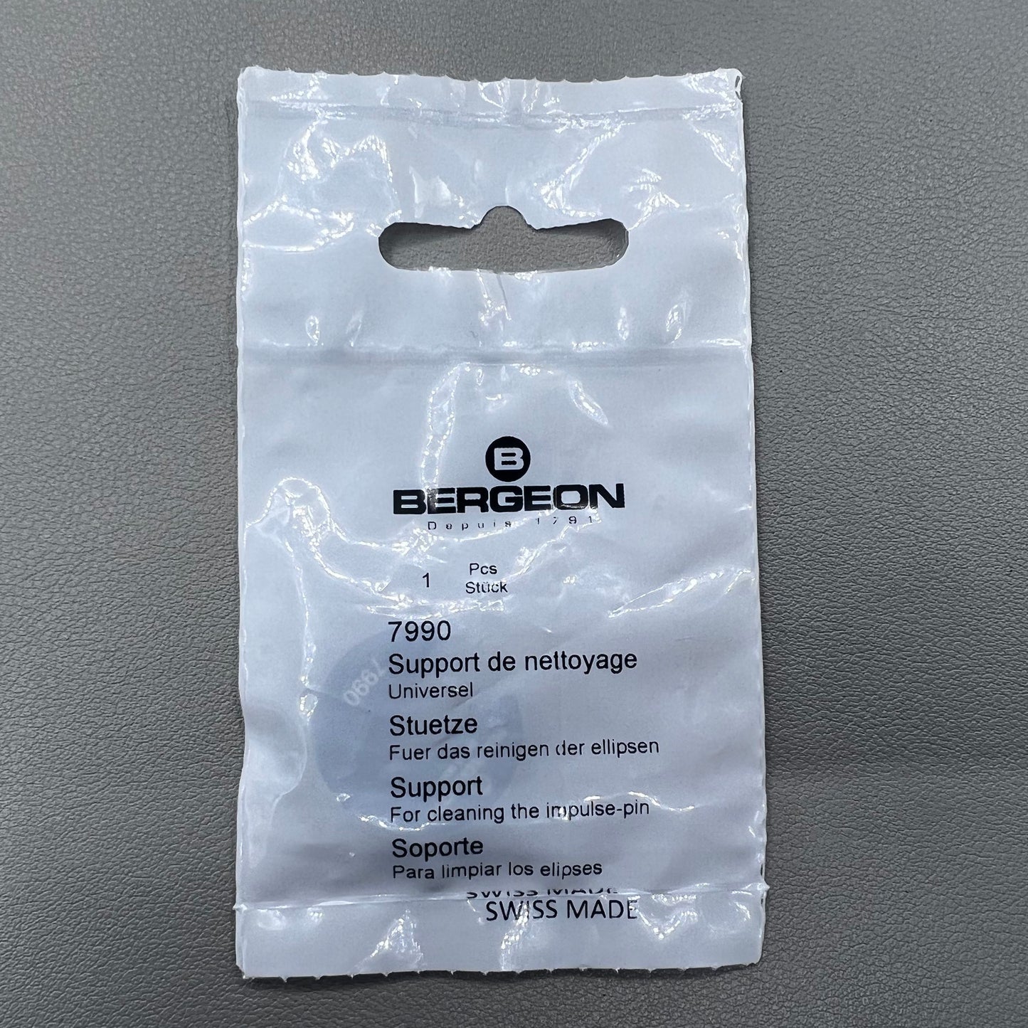 Bergeon 7990 Swiss tool support for cleaning impulse-pin in watch repairs and maintenance