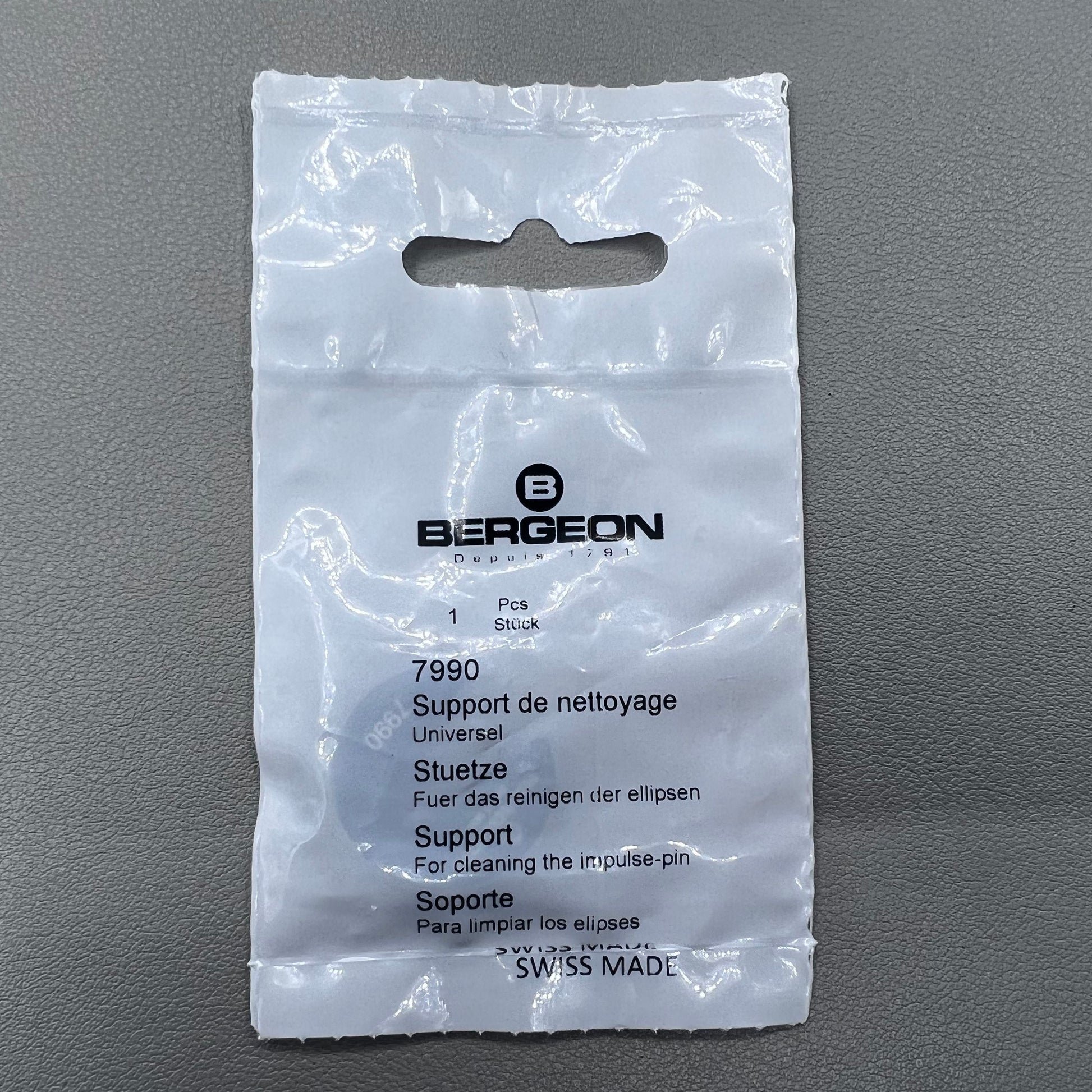 Bergeon 7990 Swiss tool support for cleaning impulse-pin in watch repairs and maintenance