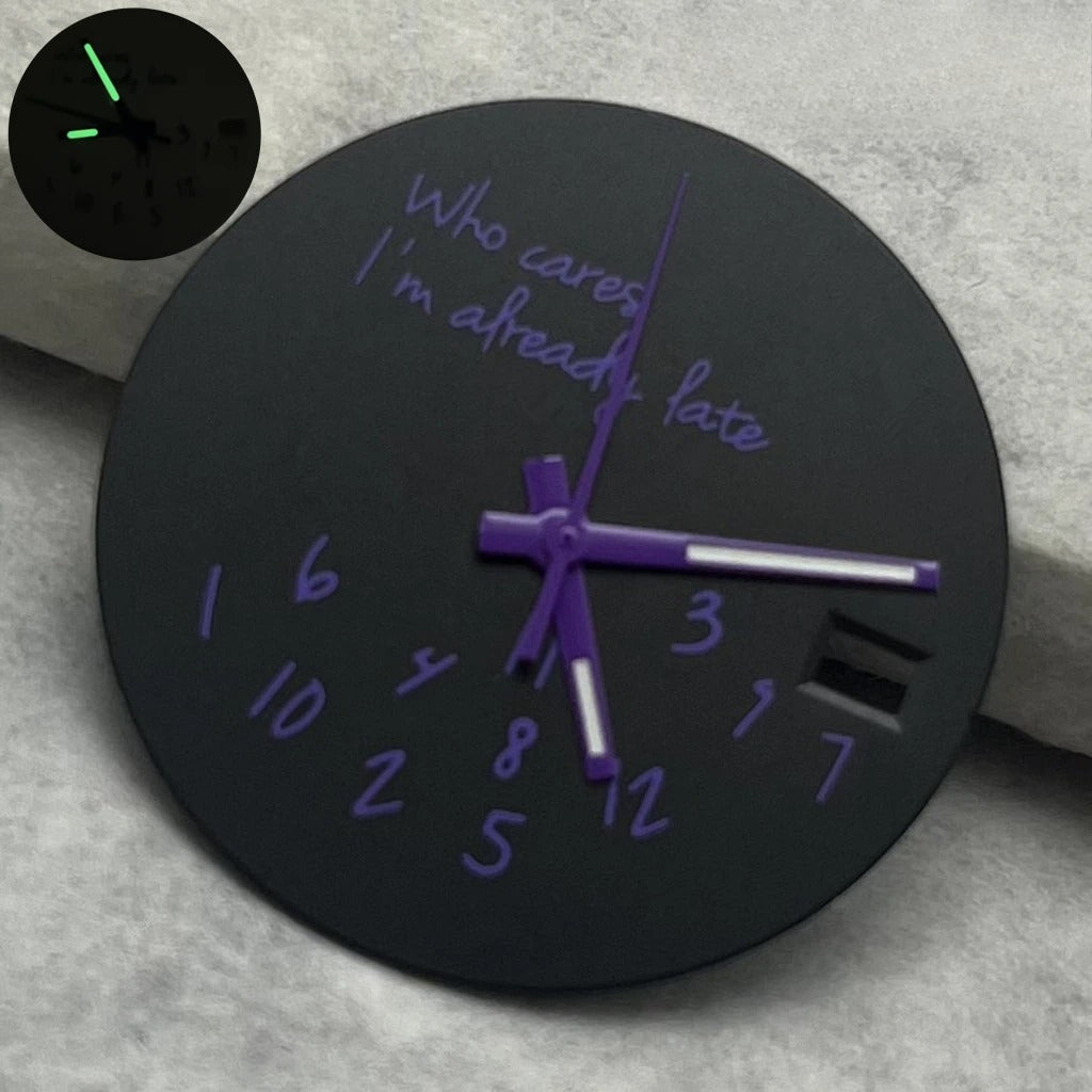 Modified 28.5mm DIY Watch Dial Fits NH35/NH36/4R/7S Who Cares Lt's Already Late