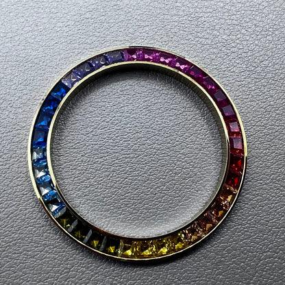 39mm Gold Trim Imitation Diamond Gemstone Watch Bezel for VK63 Movement