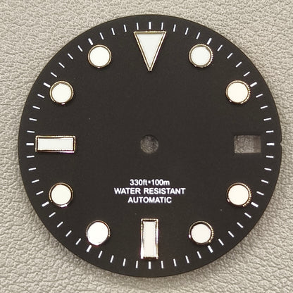 28.5mm Black Watch Dial with Date Window Luminous Dial Fit NH35 /NH36/4R/7S