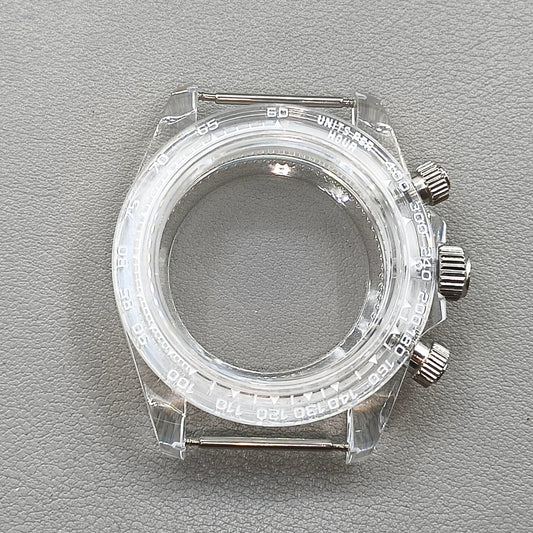 39mm Transparent Acrylic Watch Case Fit 29.5mm Dial for VK63 Movement