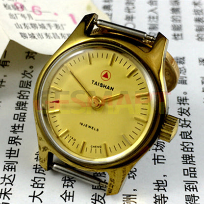 TAISHAN 26mm gold manual mechanical lady watch featuring 19 jewels and elegant nail markers for sophisticated style