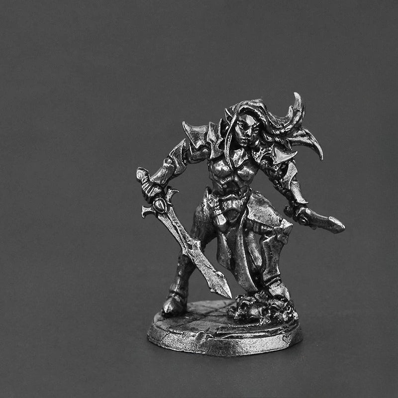Ashen Twin Swordswoman Copper Figurine White Bronze Fantasy Wargame 202-8