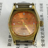 24mm HAIDA Manual Mechanical Lady Watch Golden Nail 17 Jews Gradient Orange Dial