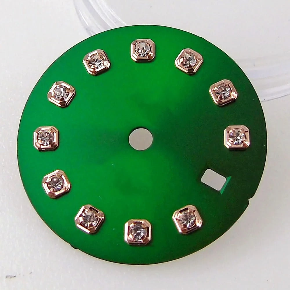Nologo Sunburst dial face with rhinestone markers for 26mm lady watch, fits NH05 NH06 NH07 movements.
