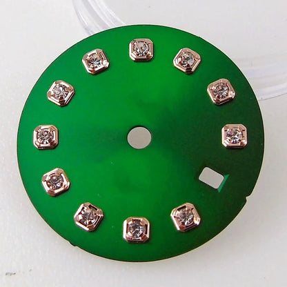 Nologo Sunburst dial face with rhinestone markers for 26mm lady watch, fits NH05 NH06 NH07 movements.