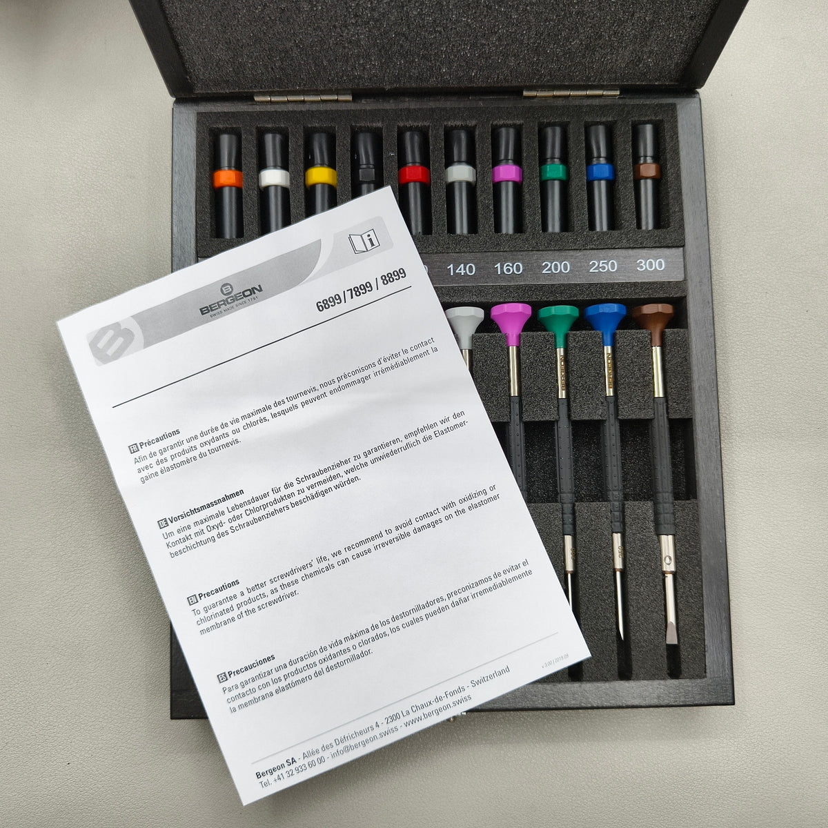Swiss Bergeon 6899-A10 10 Ergonomic Screwdrivers Steel With Elastomer Membran