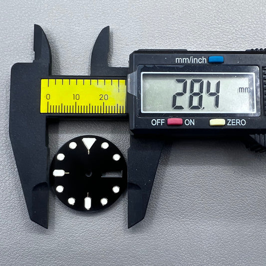 28.5mm Watch Dial Green Lume Metal Black Golden Nail for SKX007 NH36