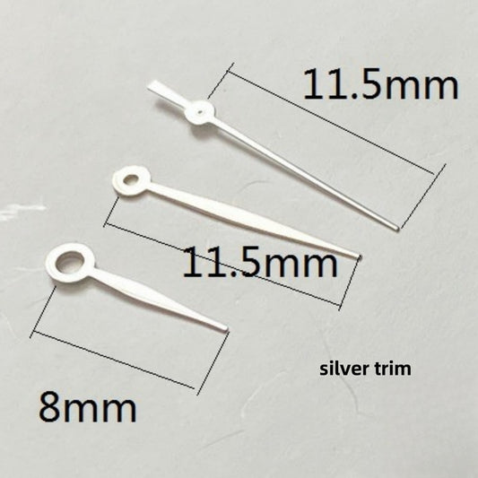 Aiguilles de montre argentées 11,5 x 11,5 x 8 mm pour mouvement à quartz Ronda 515