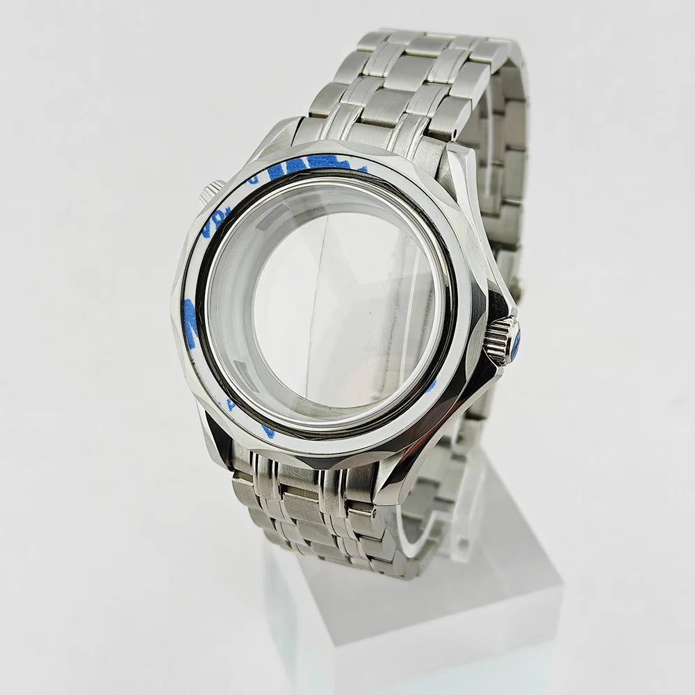 42MM Diving Watch Case Sapphire Glass Unidirectional Rotating Bezel For NH35