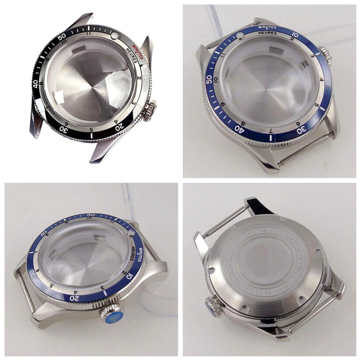 40mm Double Bow Sapphire Glass Watch Case Fit NH34 NH35 NH36 2824 Ceramic Bezel