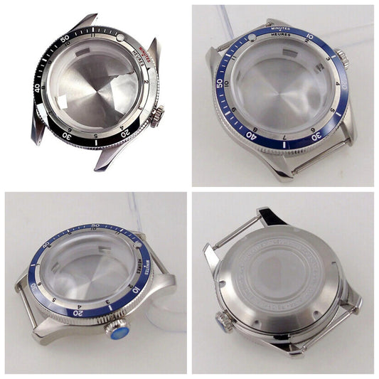 40mm Double Bow Sapphire Glass Watch Case Fit NH34 NH35 NH36 2824 Ceramic Bezel