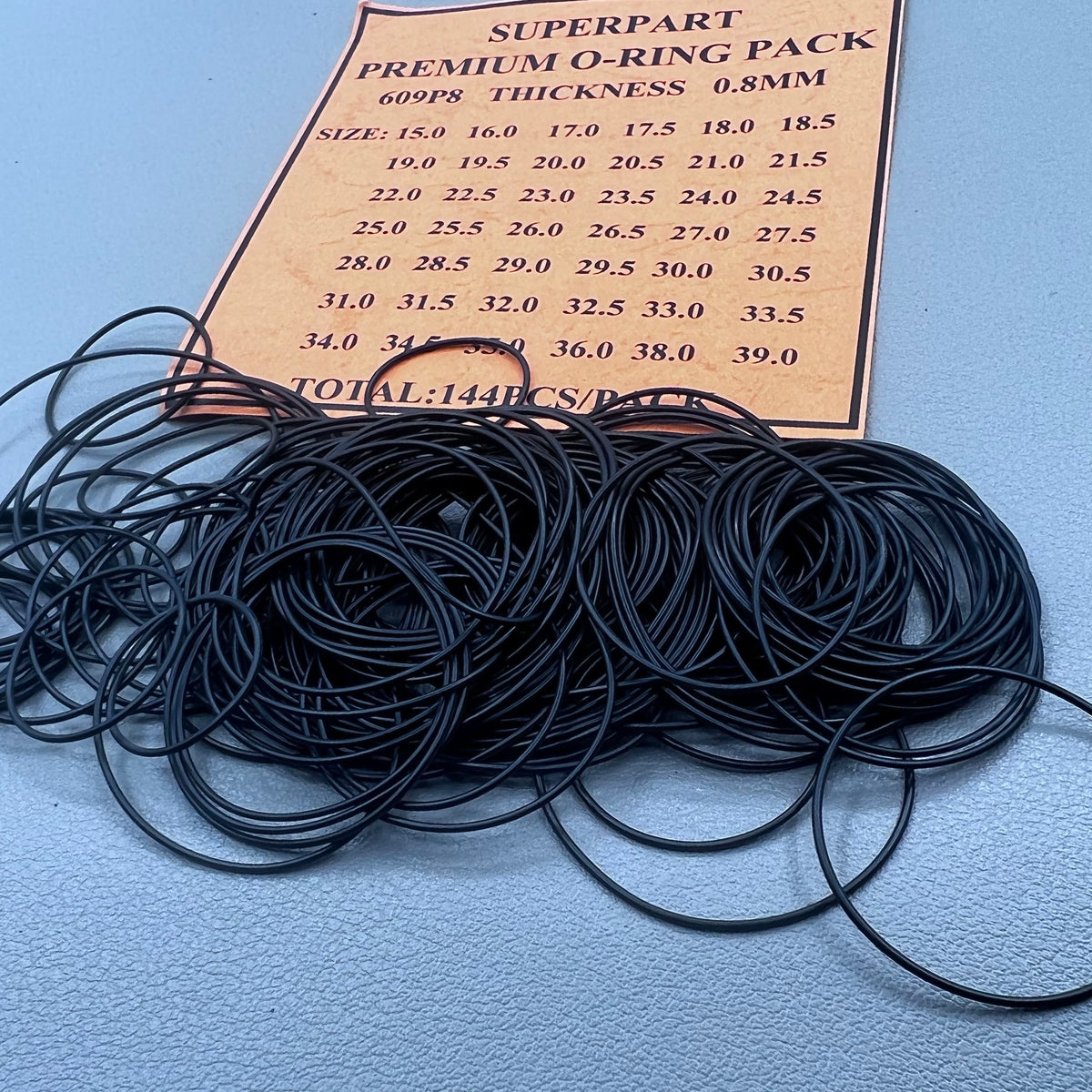 42 Sizes 144pcs 0.8mm waterproof O-ring kit, durable watch back gasket washers for sealing.