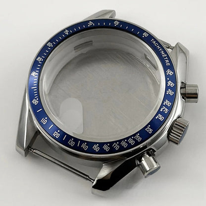 PVD Black 40mm Men's Watches Metal Watch Case For VK63 VK64 for 20mm Strap