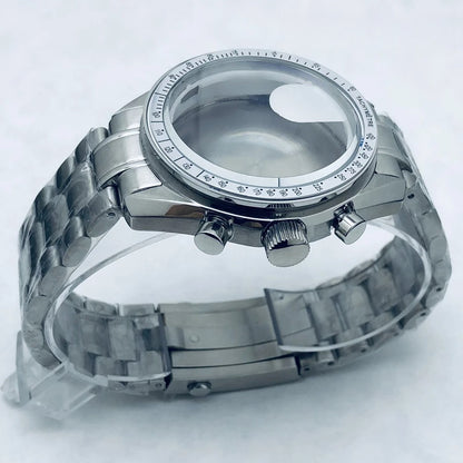 39.7mm Watch Moon Back Cover Case Chronograph Fit VK63 VK64 For OMG 20mm Strap