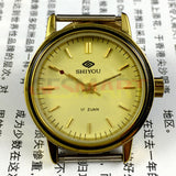 34mm China Made Manual Mechanical Watch 17 Jews Golden Dial Golden Round Case