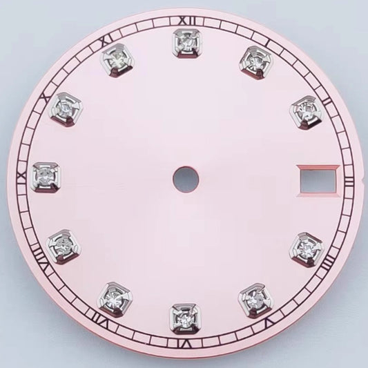 Silver Nail Pink 28.5mm Watch Dial Fit For NH36 Movement No Logo