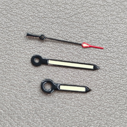 2 Sets 3 Hands Green Luminous Black Trim Watch Hands for NH35/NH36/4R36 Movement