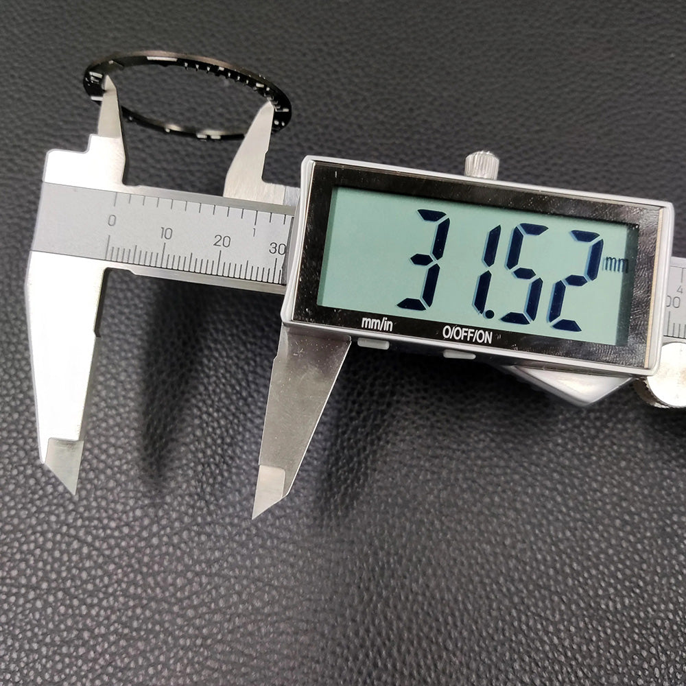 38x31.5mm flat black matte ceramic bezel with insert rings for watch case replacement accessories by Metallic.