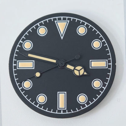 Vintage No Calendar Green Lume Black Trim Hands Watch Dial for Movement NH34 NH35
