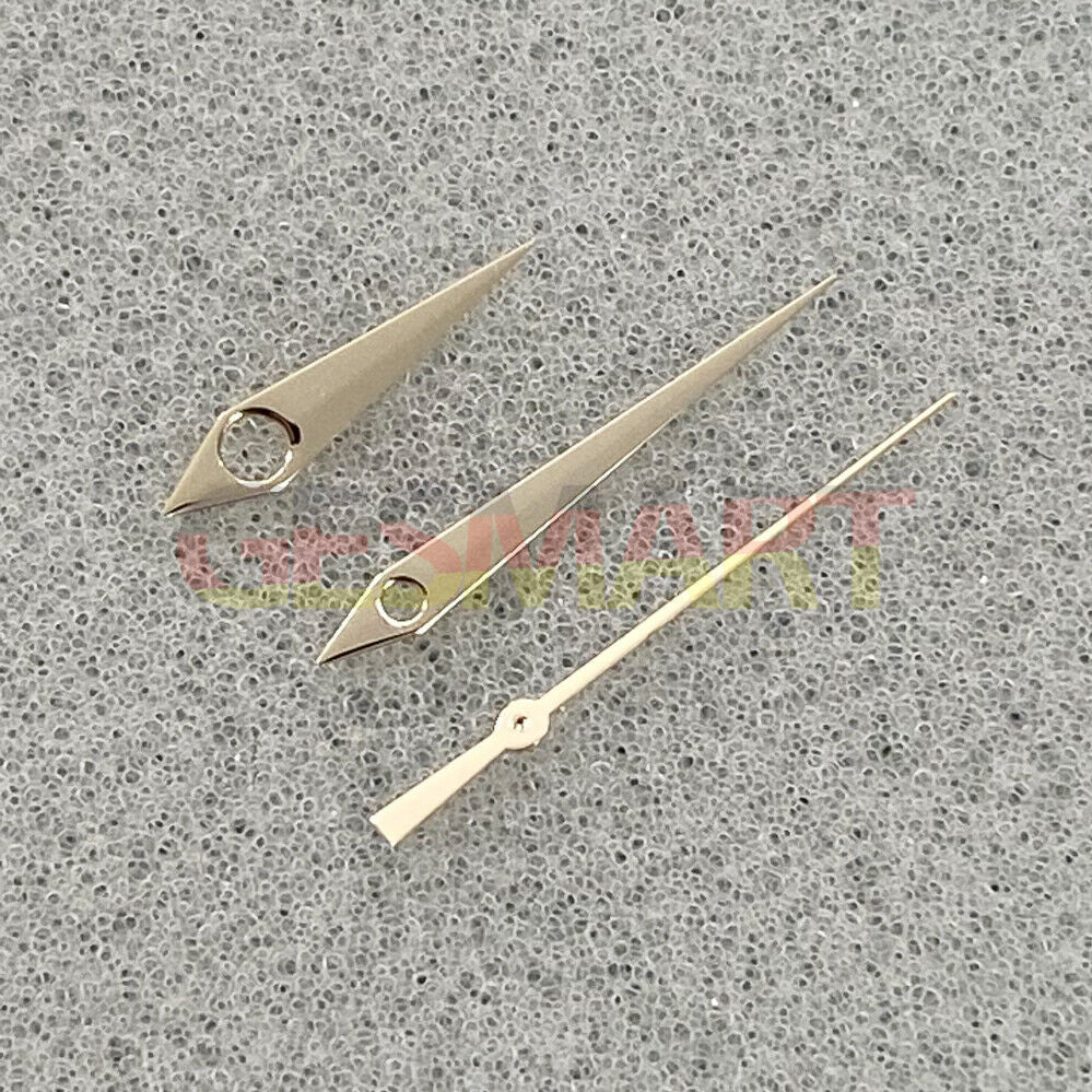 Blue-green luminous pointed watch hands with polished finish for NH35/NH36/4R/7S movements by Seiko.