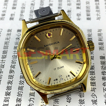 Montre mécanique manuelle Shanghai Golden Nail, cadran marron clair, boîtier octogonal