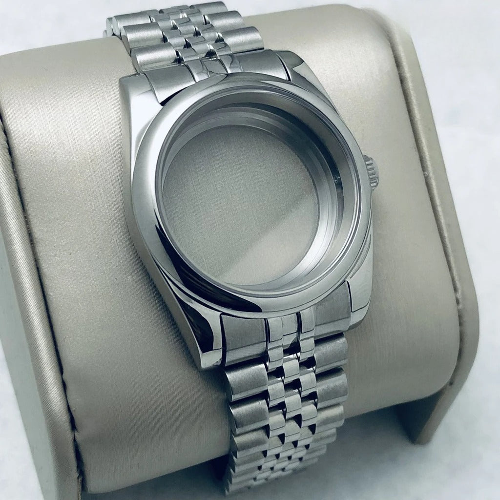 36/40mm Steel Watch Case Sapphire For NH34 NH35 NH36 ETA2824 PT5000 S Crown