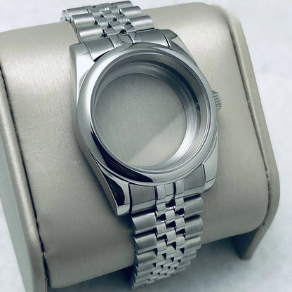 36/40mm Steel Watch Case Sapphire For NH34 NH35 NH36 ETA2824 PT5000 S Crown
