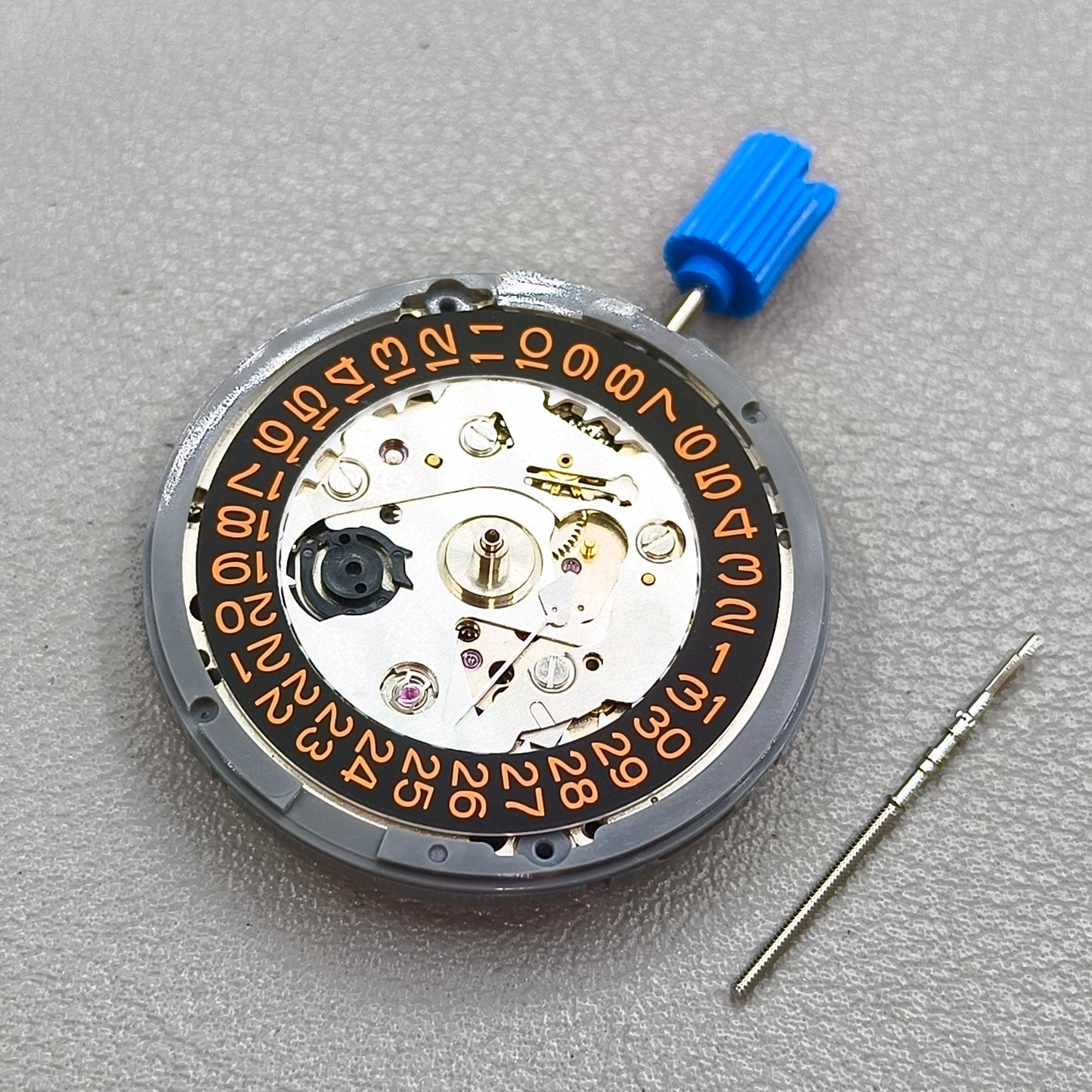 Seiko NH35 Mechanical Movement Black Disk Orange Font Date@3 Crown@3.0