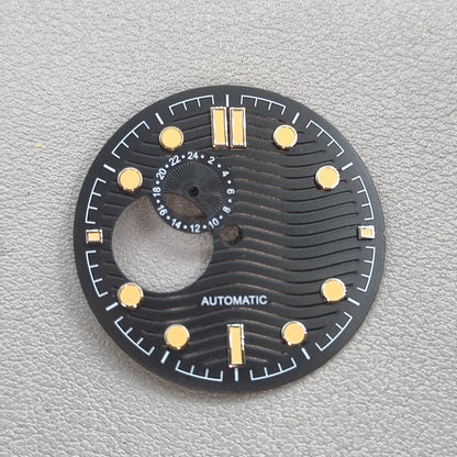 Modified Black Wave Pit Lume Golden Nail Watch Dial Fit for NH39 Movement
