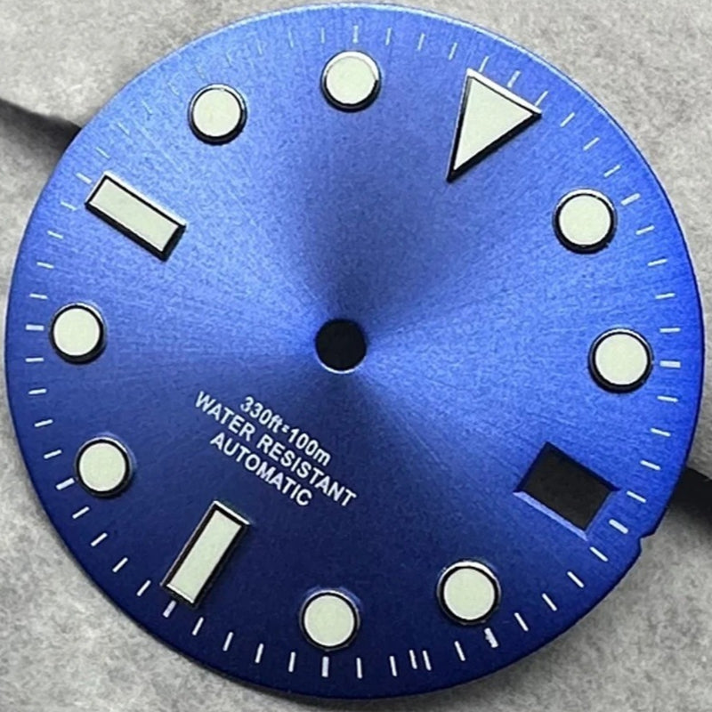 28.5Mm Dark Blue Watch Dial For NH35 NH36 4R35 4R36 Movement Green Lume