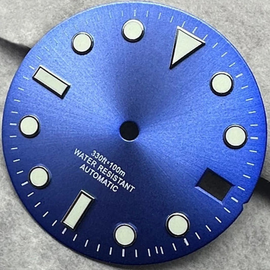 28.5Mm Dark Blue Watch Dial For NH35 NH36 4R35 4R36 Movement Green Lume