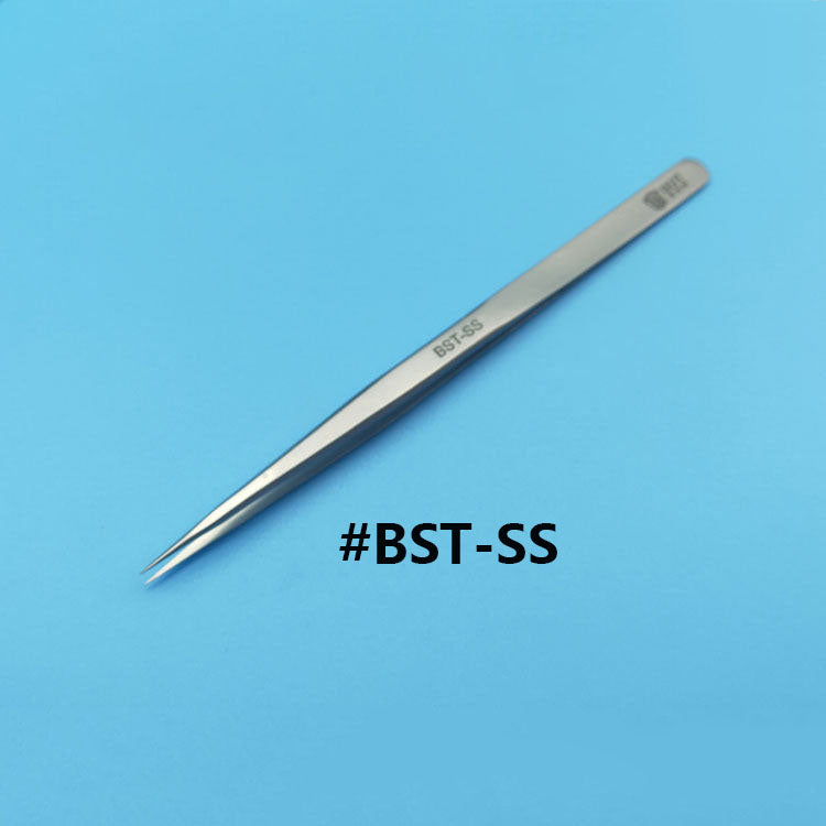 PTFE tweezer with anti-magnetic, anti-static properties and wear-resistant stainless steel handle for precise watch accessory handling.
