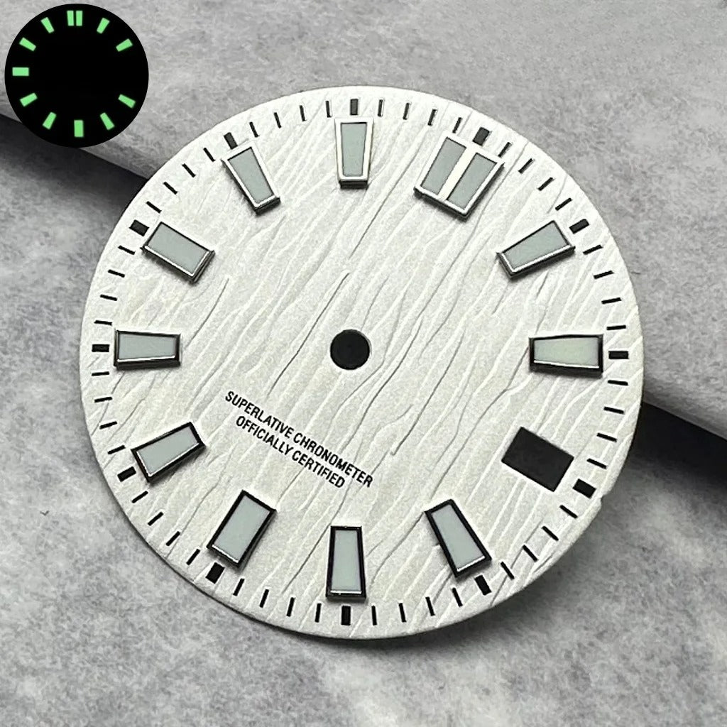 28.5mm Single Calendar Luminous  Water Ripple Texture Watch Dial Fit NH35 NH36